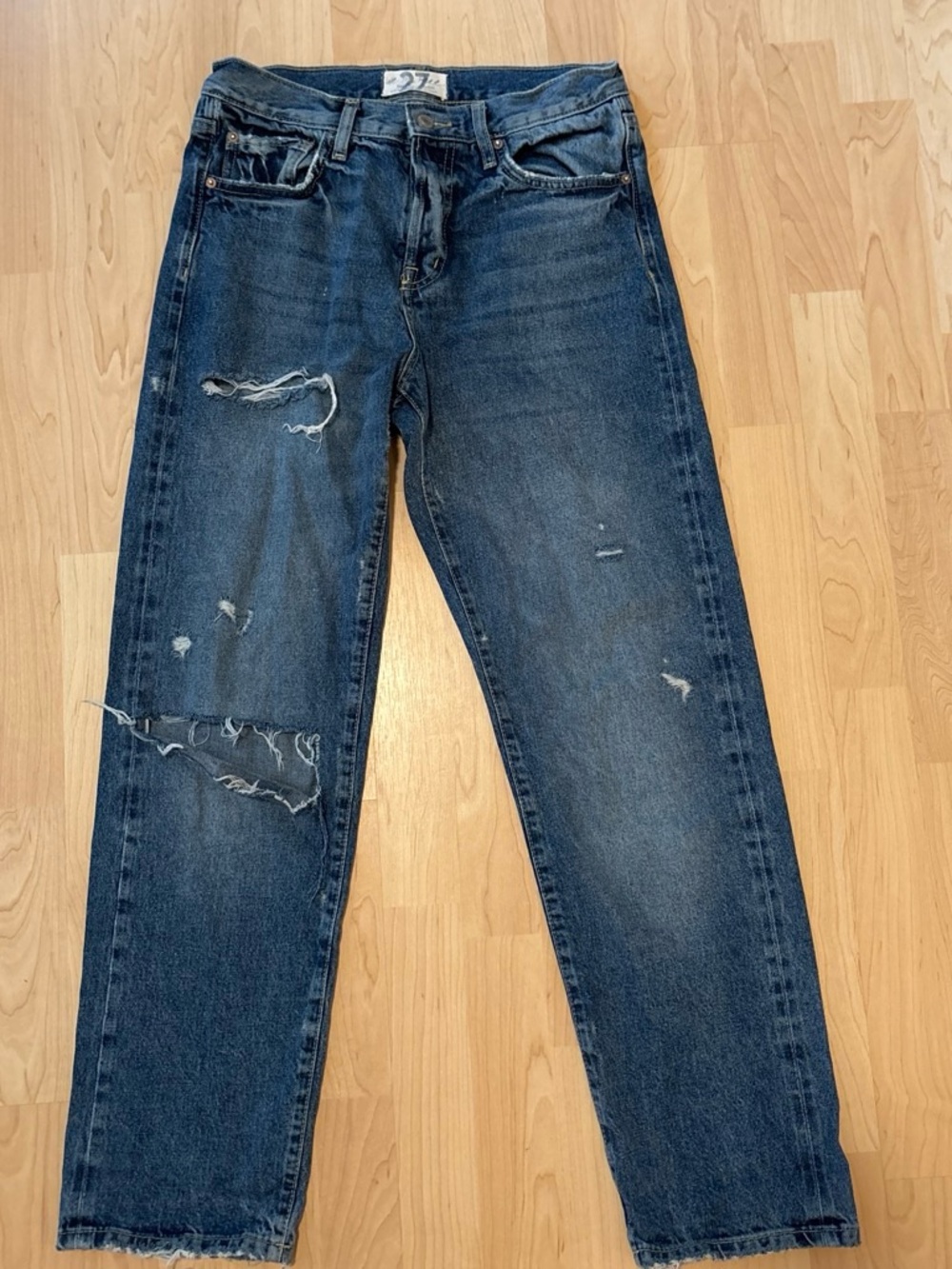 We The Free Women’s Relaxed Distressed Dark Blue Jeans
